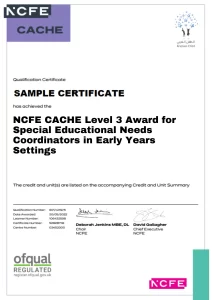 NCFE CACHE Level 3 Award for Special Educational Needs Coordinators in Early Years Settings -