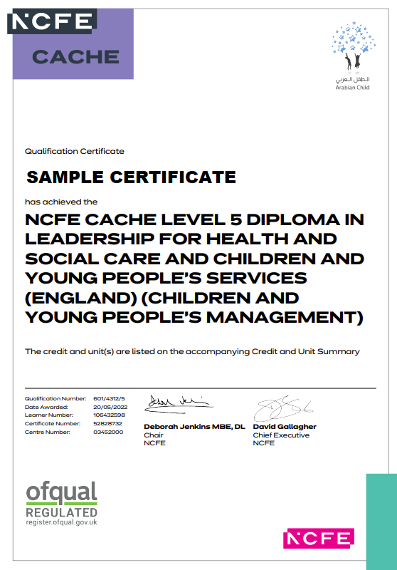 Level 5 Certificate Sample
